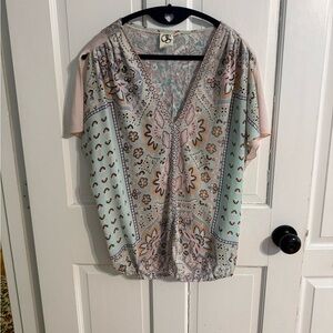 One September (Anthropologie) Women's Paisley V-Neck Top Size M